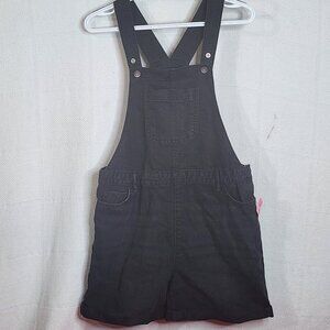 Children's Place Black Wash Adj Snap Strap Cotton Poly Bib Overall Shorts Sz 16